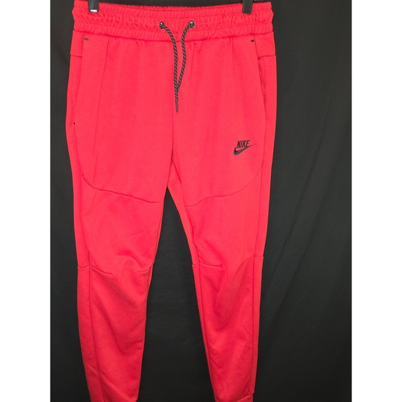 nike tech fleece joggers men's red